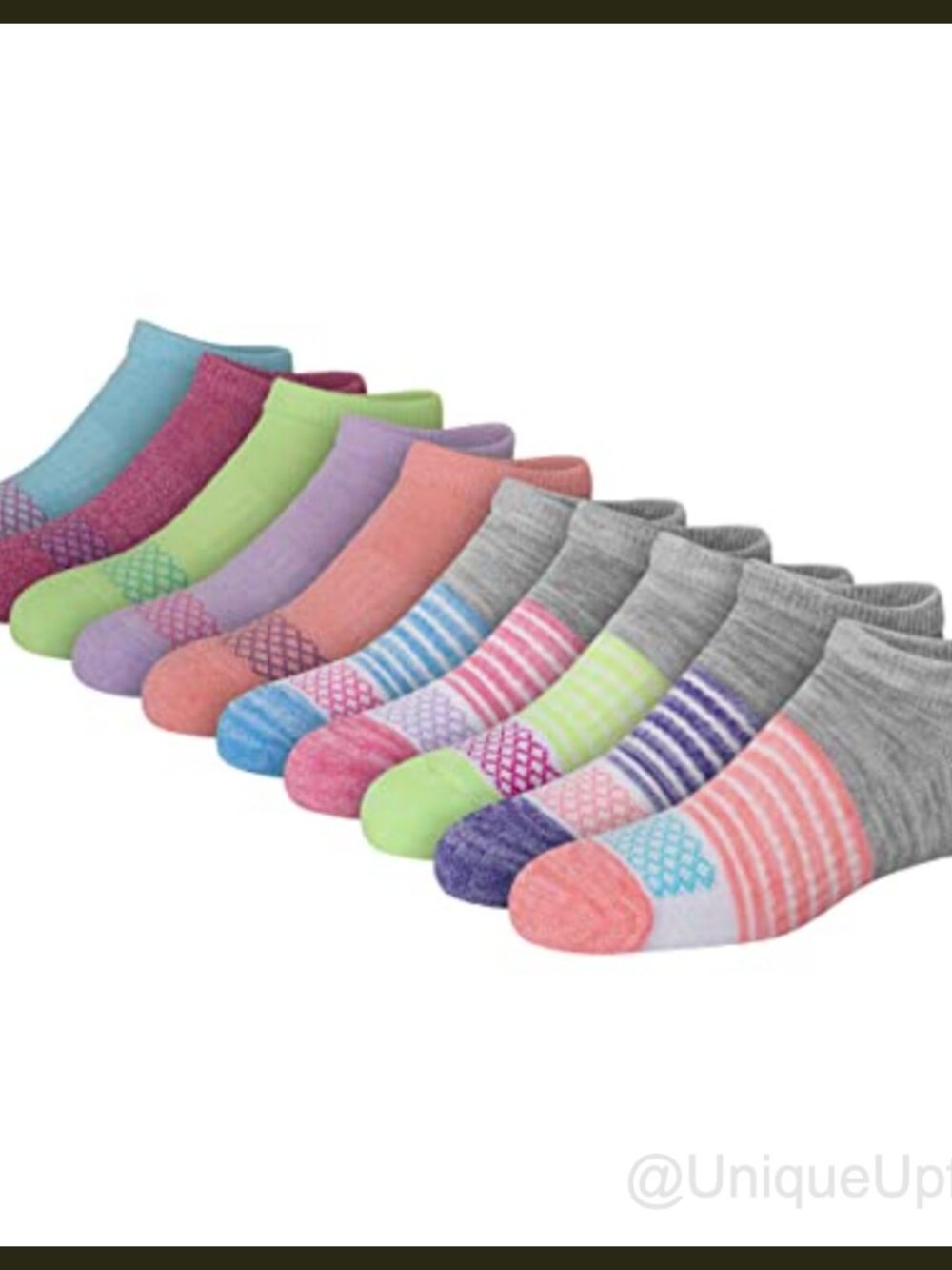 Girls No Show Socks 10 Pack Cushioned Heel Toe Arch Support